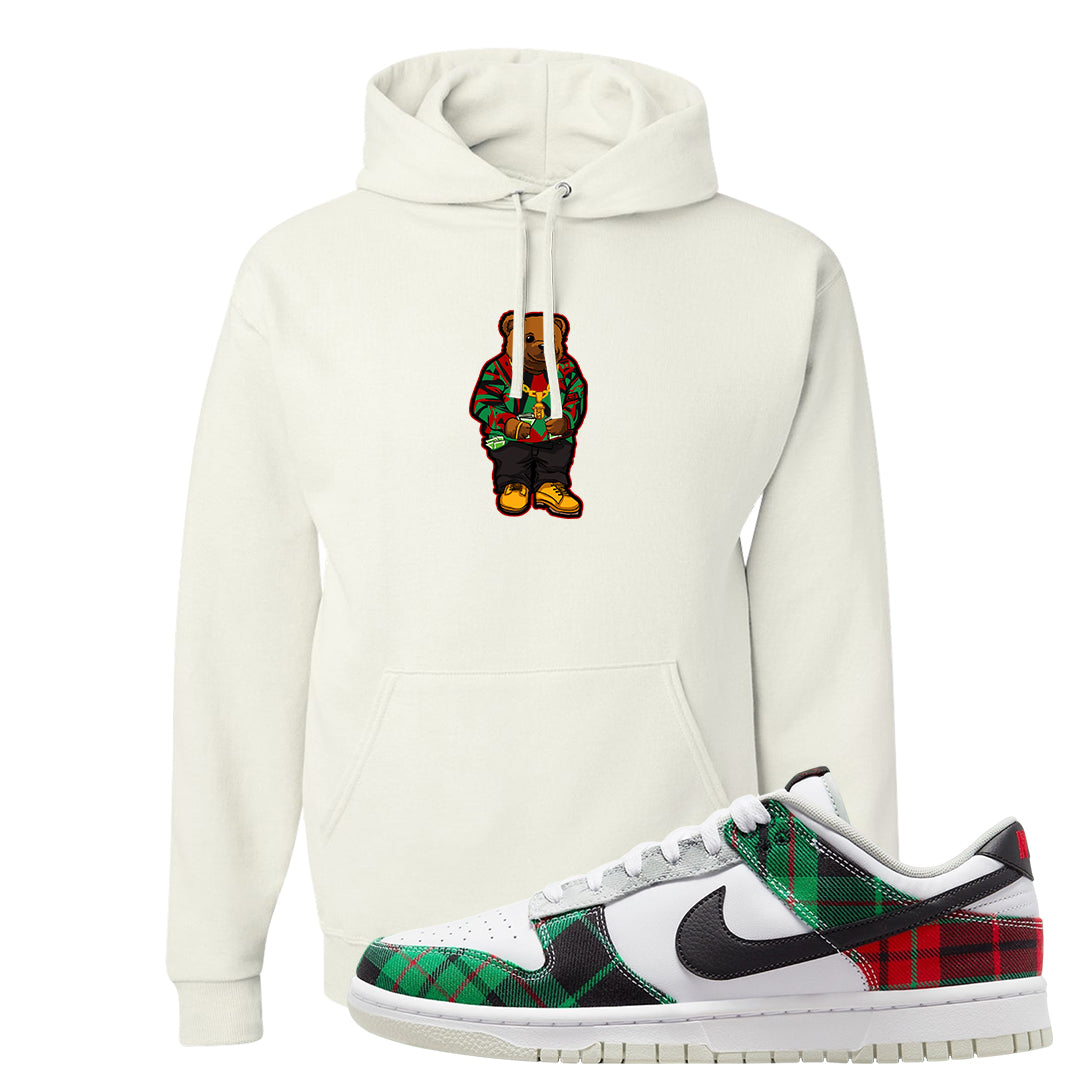 Red Green Plaid Low Dunks Hoodie | Sweater Bear, White