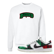 Red Green Plaid Low Dunks Crewneck Sweatshirt | Blessed Arch, White