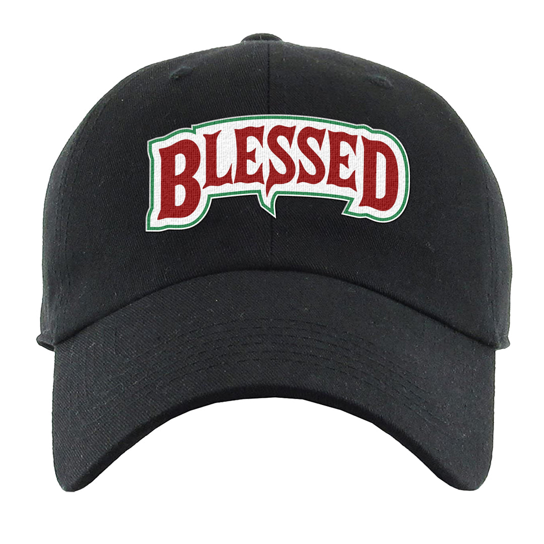 Red Green Plaid Low Dunks Dad Hat | Blessed Arch, Black