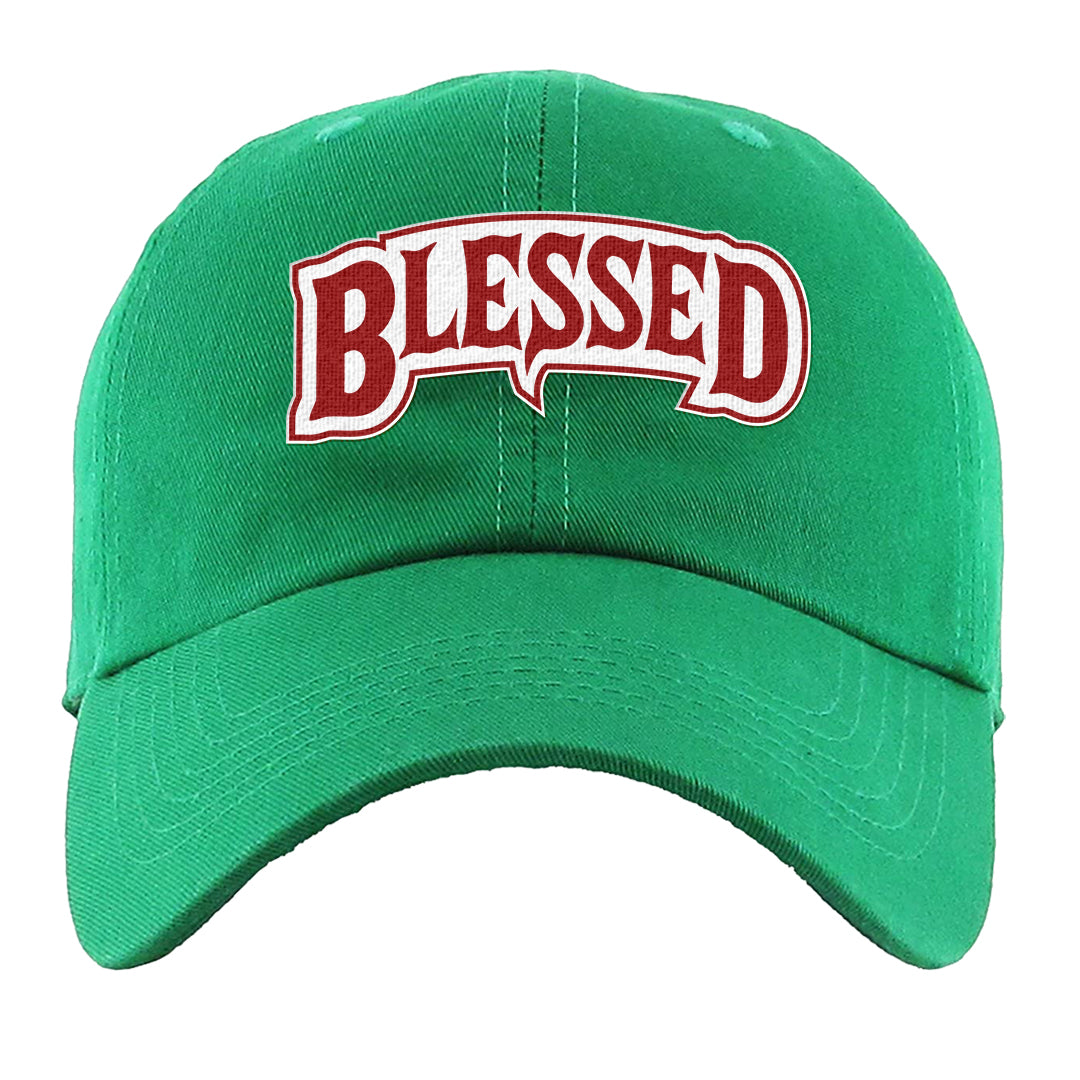 Red Green Plaid Low Dunks Dad Hat | Blessed Arch, Kelly Green