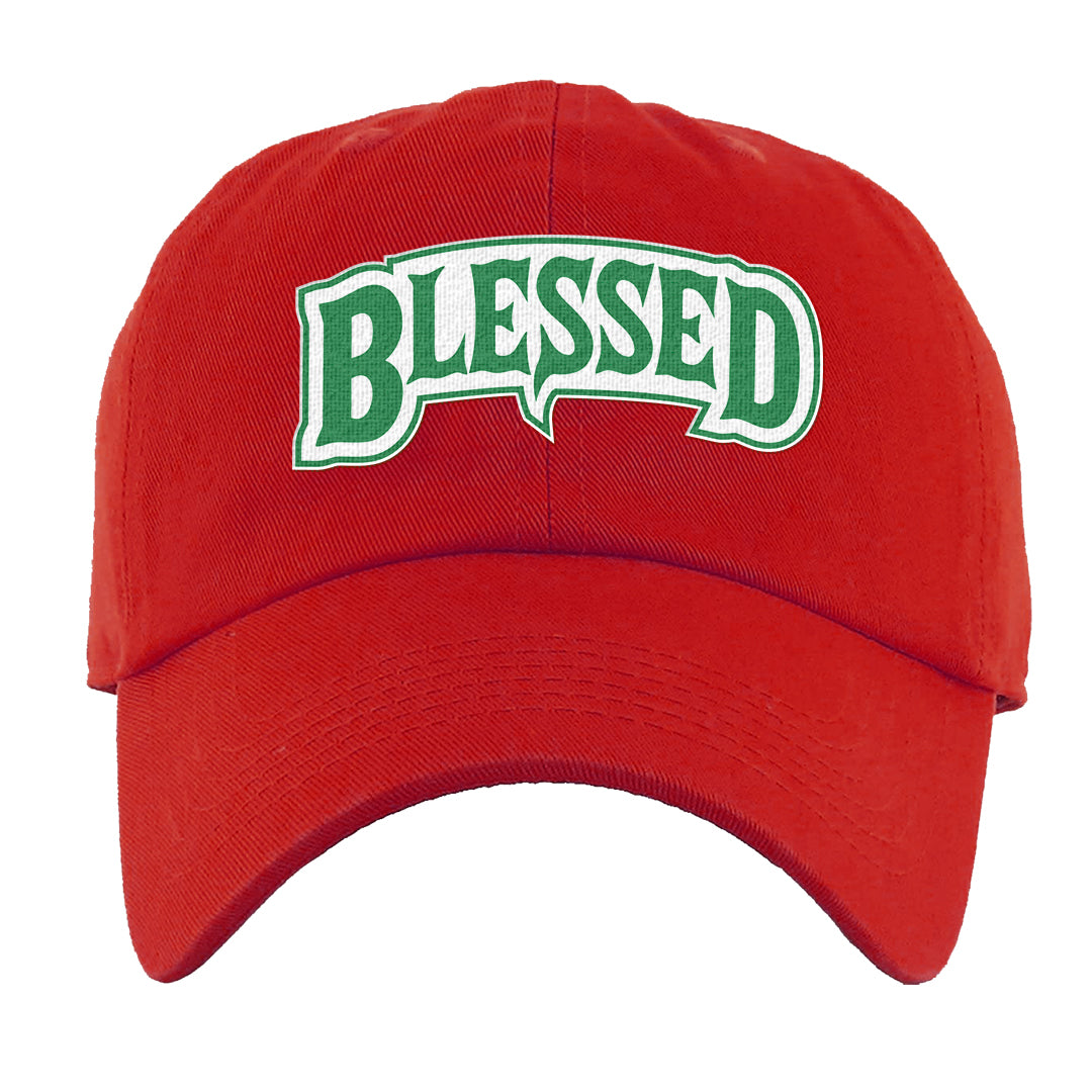 Red Green Plaid Low Dunks Dad Hat | Blessed Arch, Red