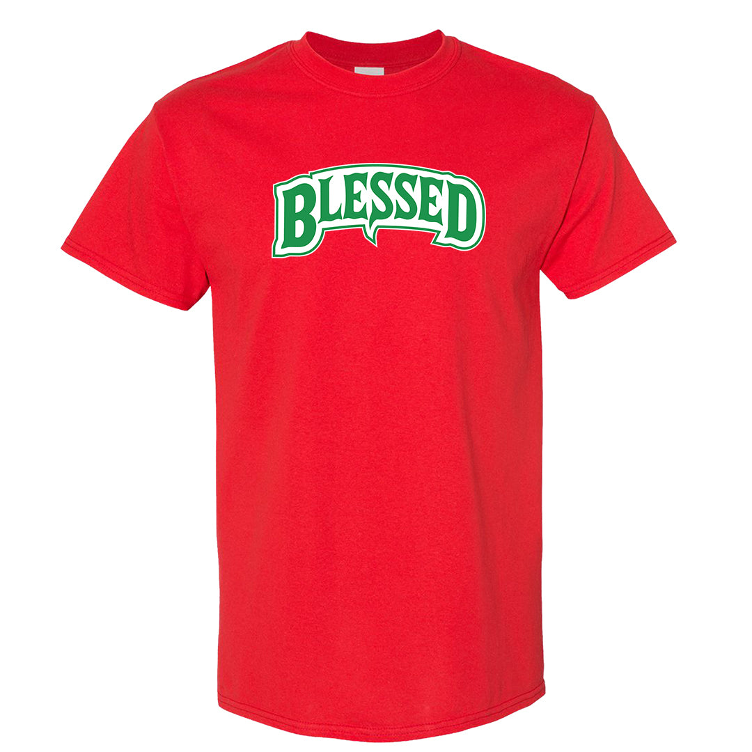 Red Green Plaid Low Dunks T Shirt | Blessed Arch, Red