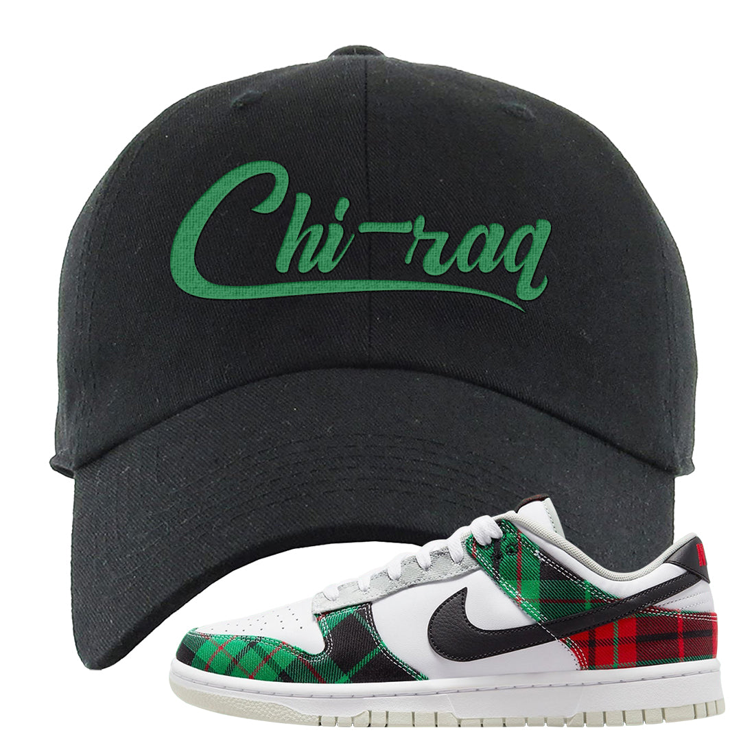 Red Green Plaid Low Dunks Dad Hat | Chiraq, Black