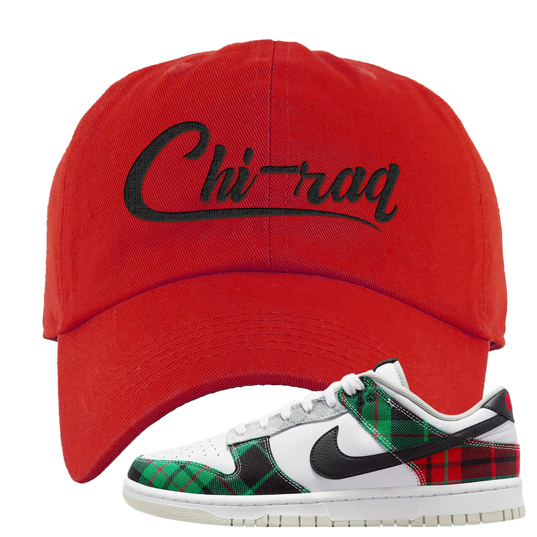 Red Green Plaid Low Dunks Dad Hat | Chiraq, Red