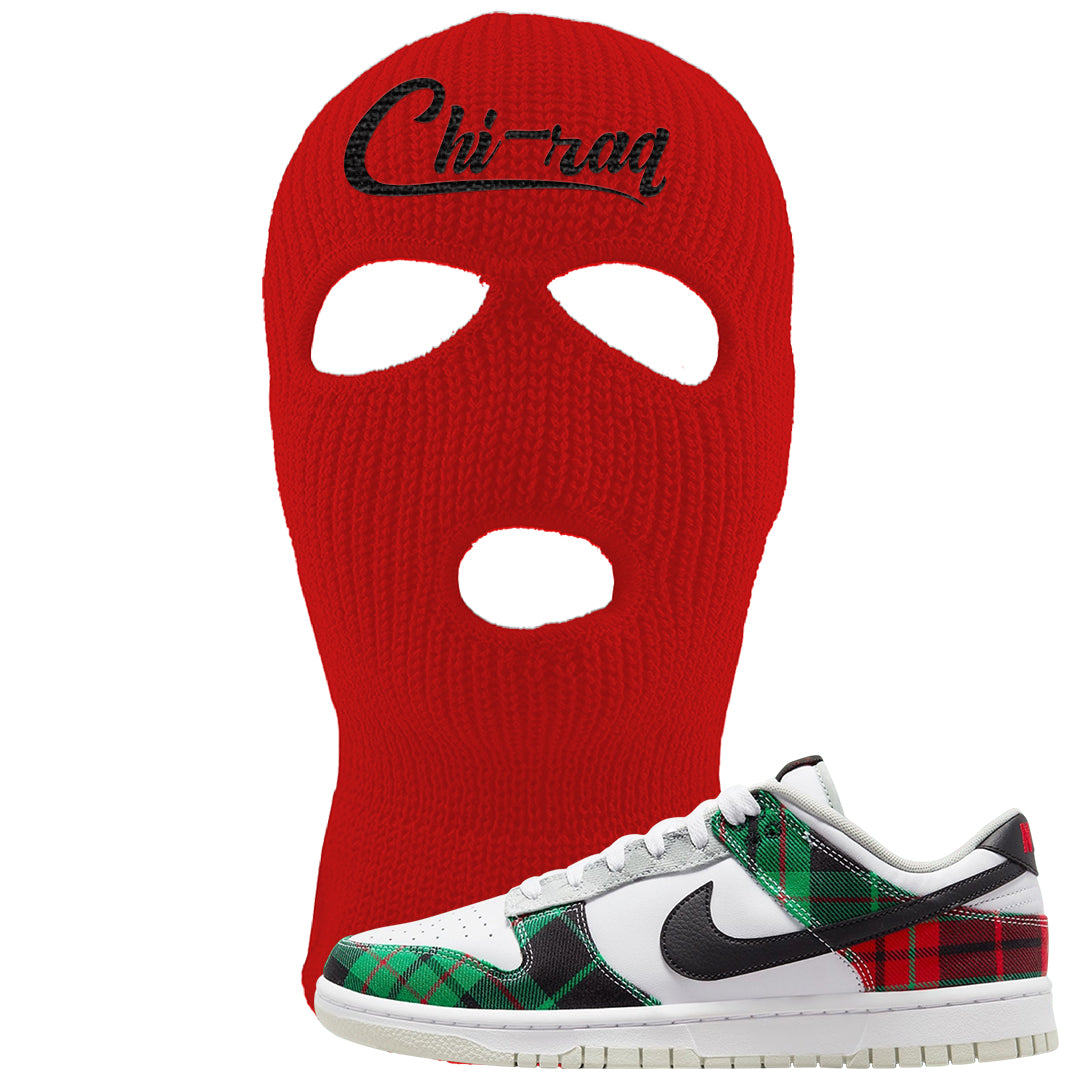 Red Green Plaid Low Dunks Ski Mask | Chiraq, Red