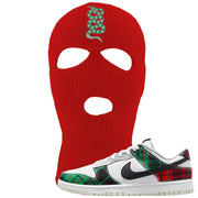 Red Green Plaid Low Dunks Ski Mask | Coiled Snake, Red