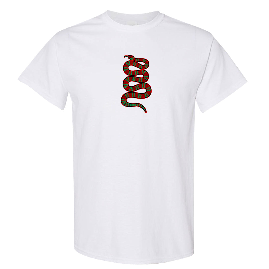 Red Green Plaid Low Dunks T Shirt | Coiled Snake, White