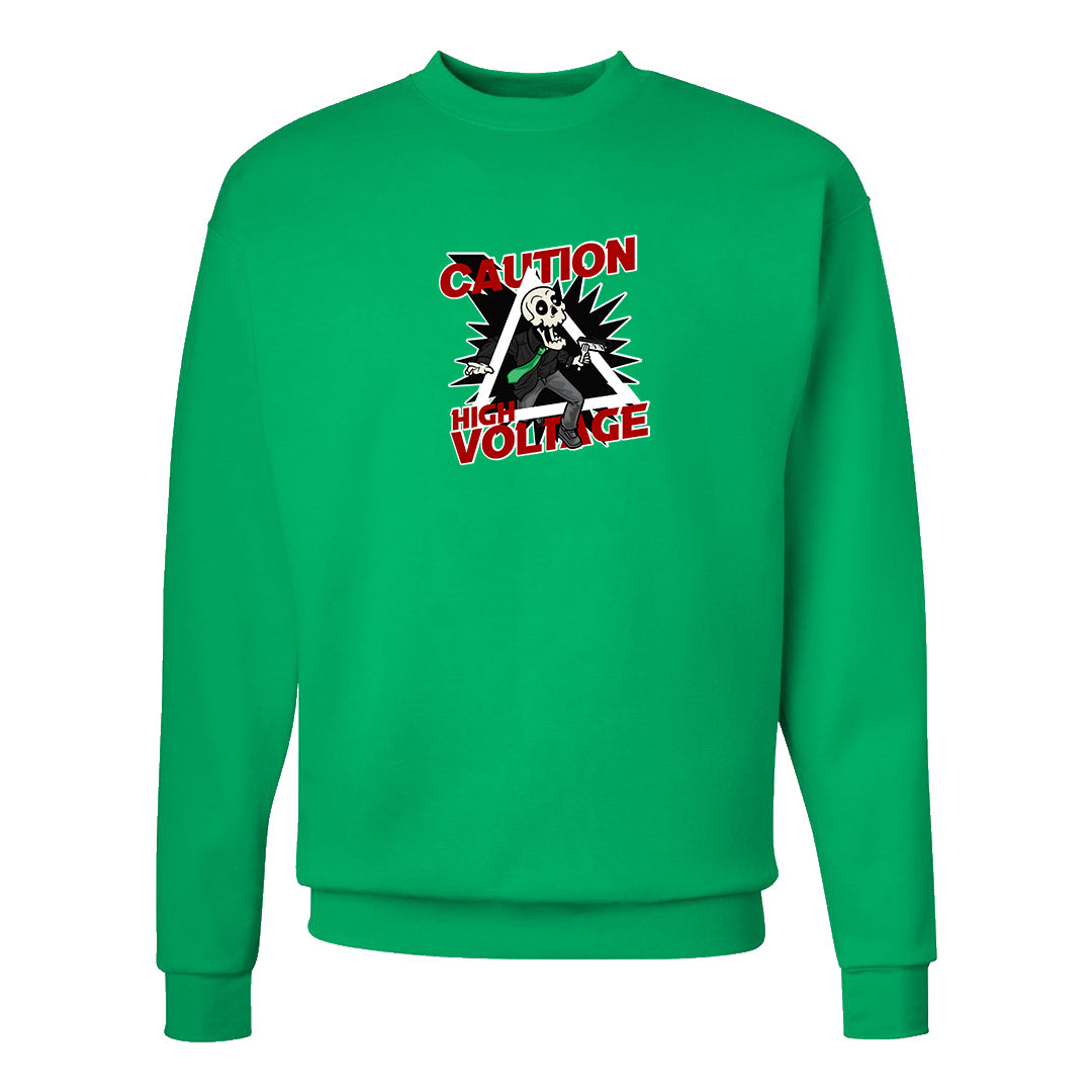 Red Green Plaid Low Dunks Crewneck Sweatshirt | Caution High Voltage, Kelly Green