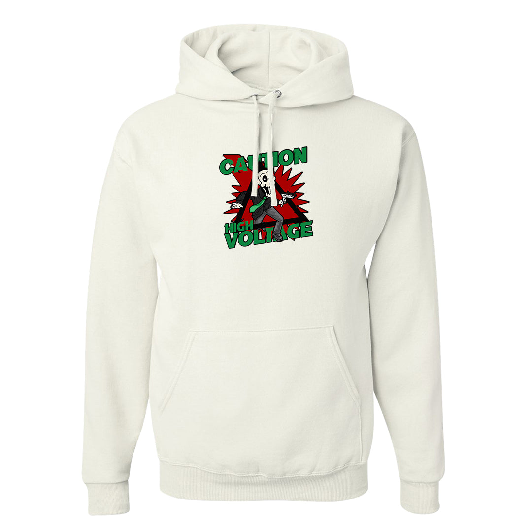 Red Green Plaid Low Dunks Hoodie | Caution High Voltage, White