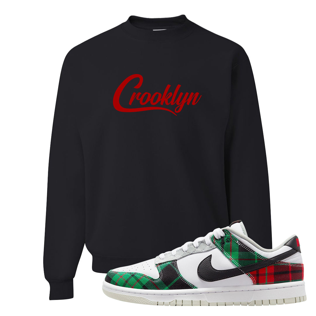 Red Green Plaid Low Dunks Crewneck Sweatshirt | Crooklyn, Black