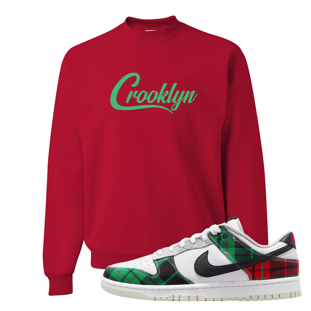 Red Green Plaid Low Dunks Crewneck Sweatshirt | Crooklyn, Red