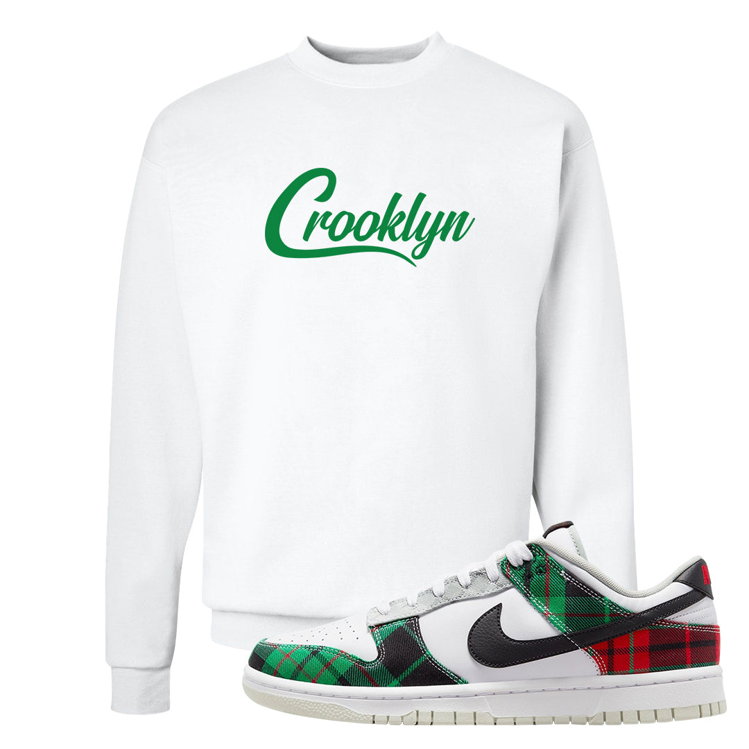 Red Green Plaid Low Dunks Crewneck Sweatshirt | Crooklyn, White
