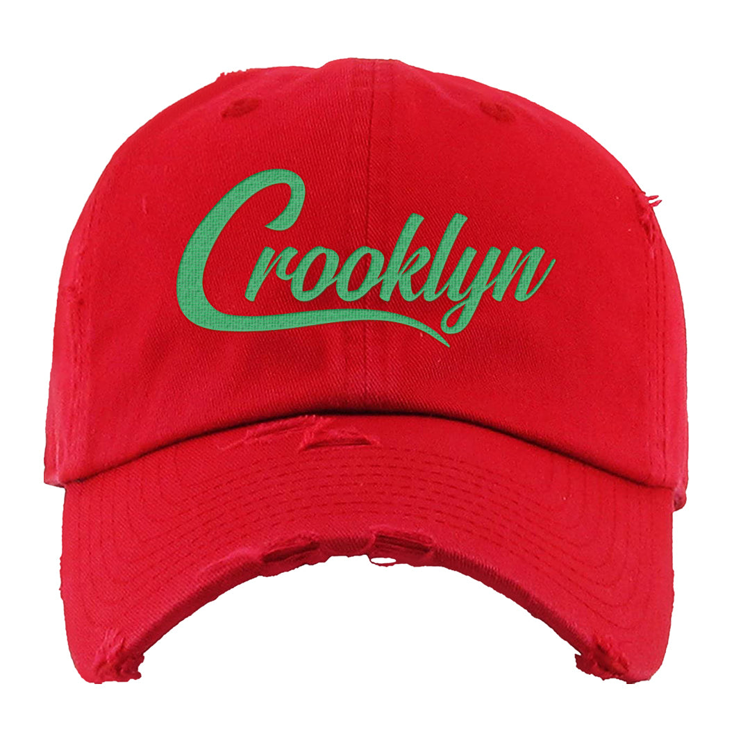 Red Green Plaid Low Dunks Distressed Dad Hat | Crooklyn, Red