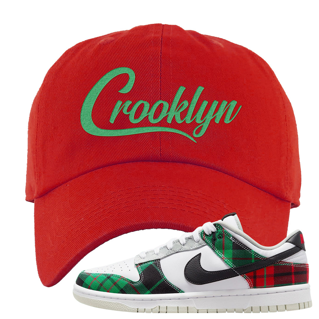 Red Green Plaid Low Dunks Dad Hat | Crooklyn, Red
