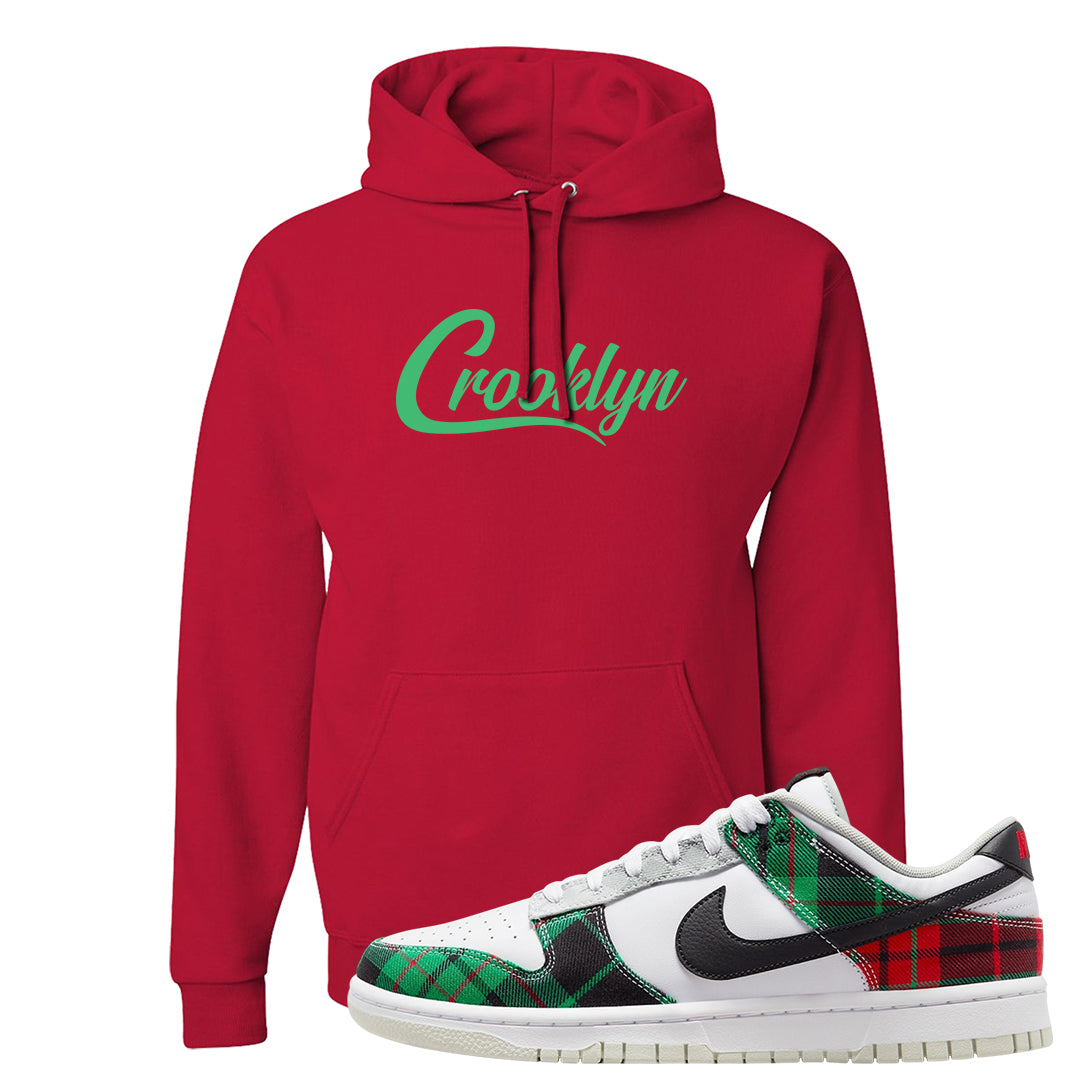 Red Green Plaid Low Dunks Hoodie | Crooklyn, Red