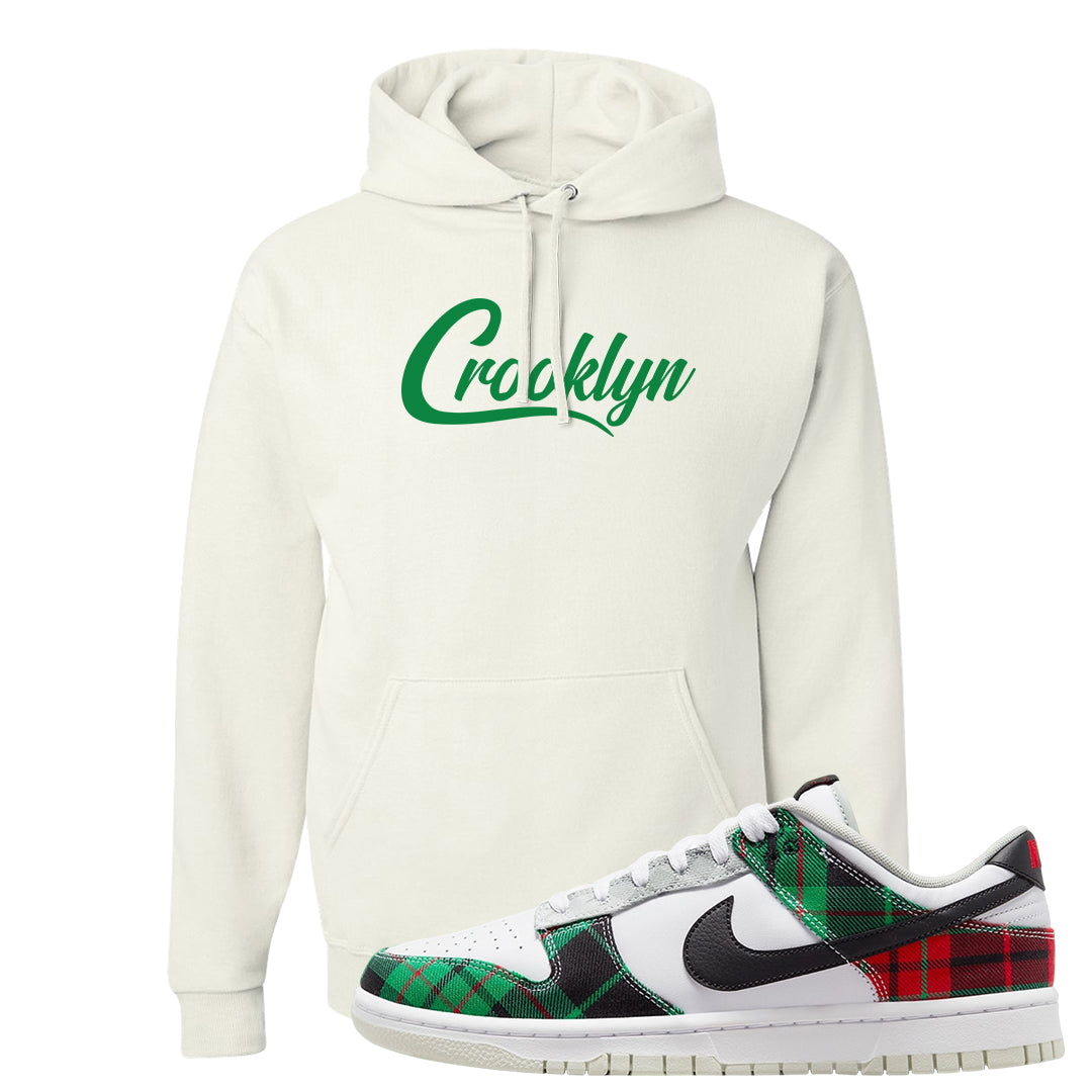 Red Green Plaid Low Dunks Hoodie | Crooklyn, White