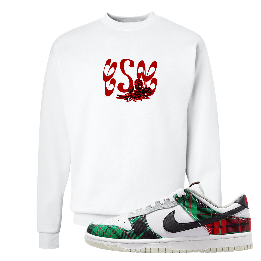 Red Green Plaid Low Dunks Crewneck Sweatshirt | Certified Sneakerhead, White