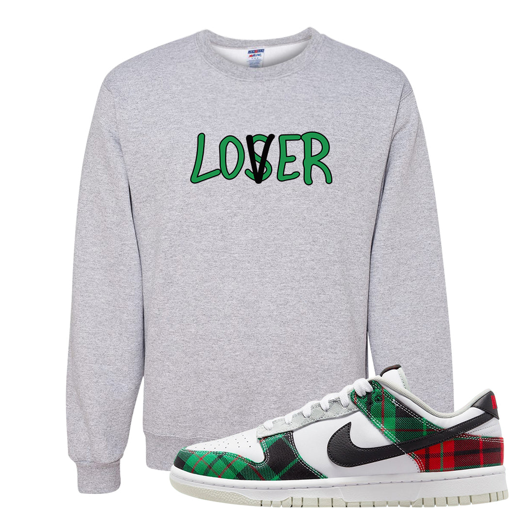 Red Green Plaid Low Dunks Crewneck Sweatshirt | Lover, Ash