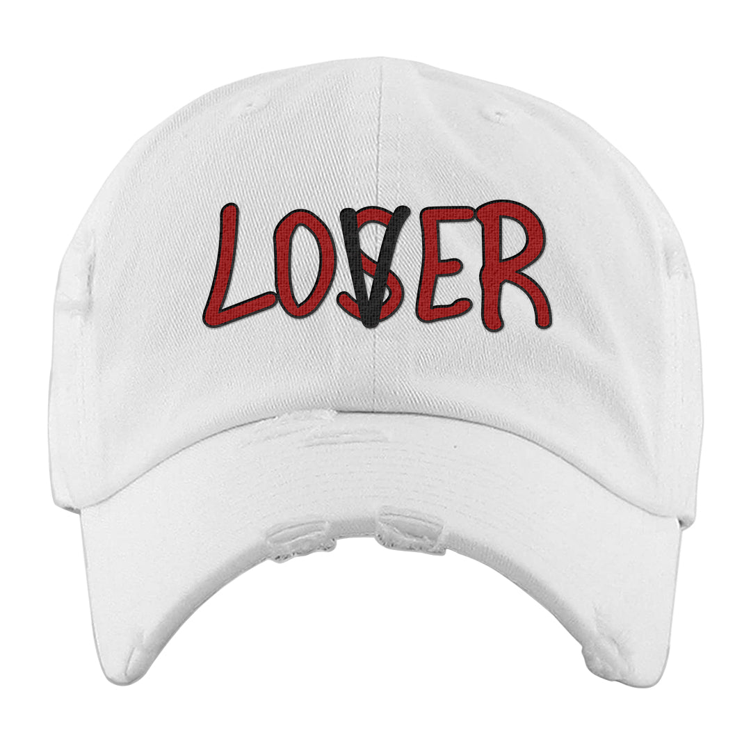 Red Green Plaid Low Dunks Distressed Dad Hat | Lover, White