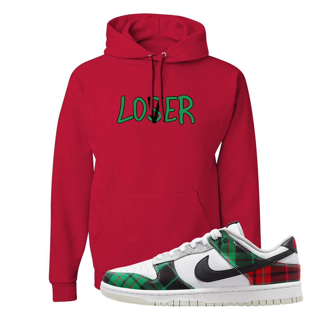 Red Green Plaid Low Dunks Hoodie | Lover, Red