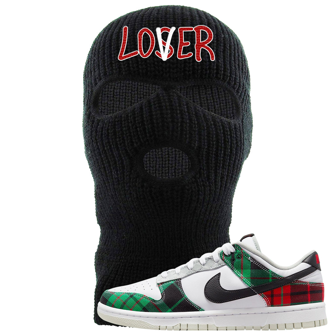 Red Green Plaid Low Dunks Ski Mask | Lover, Black