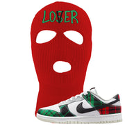 Red Green Plaid Low Dunks Ski Mask | Lover, Red