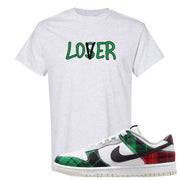 Red Green Plaid Low Dunks T Shirt | Lover, Ash