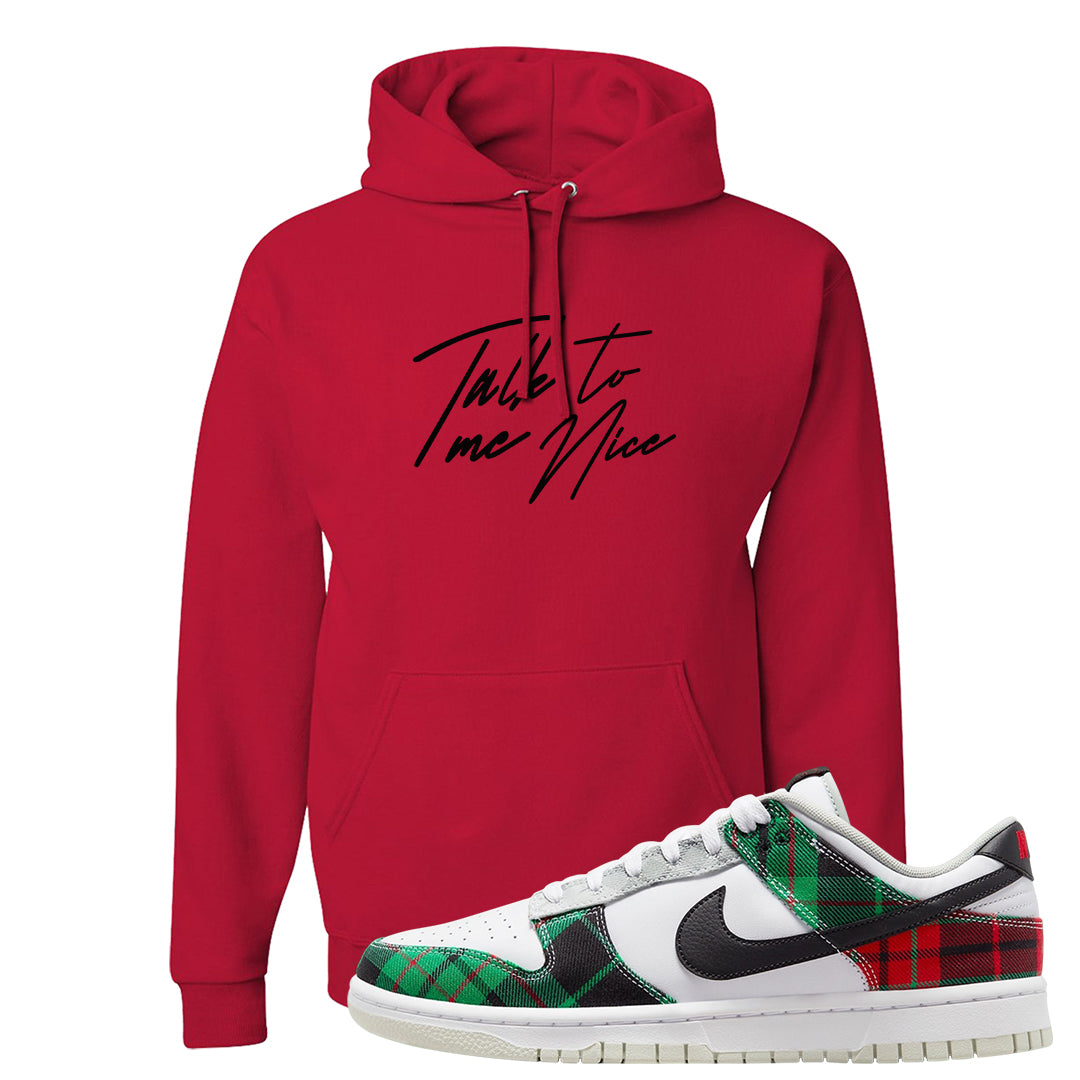 Red Green Plaid Low Dunks Hoodie | Talk To Me Nice, Red