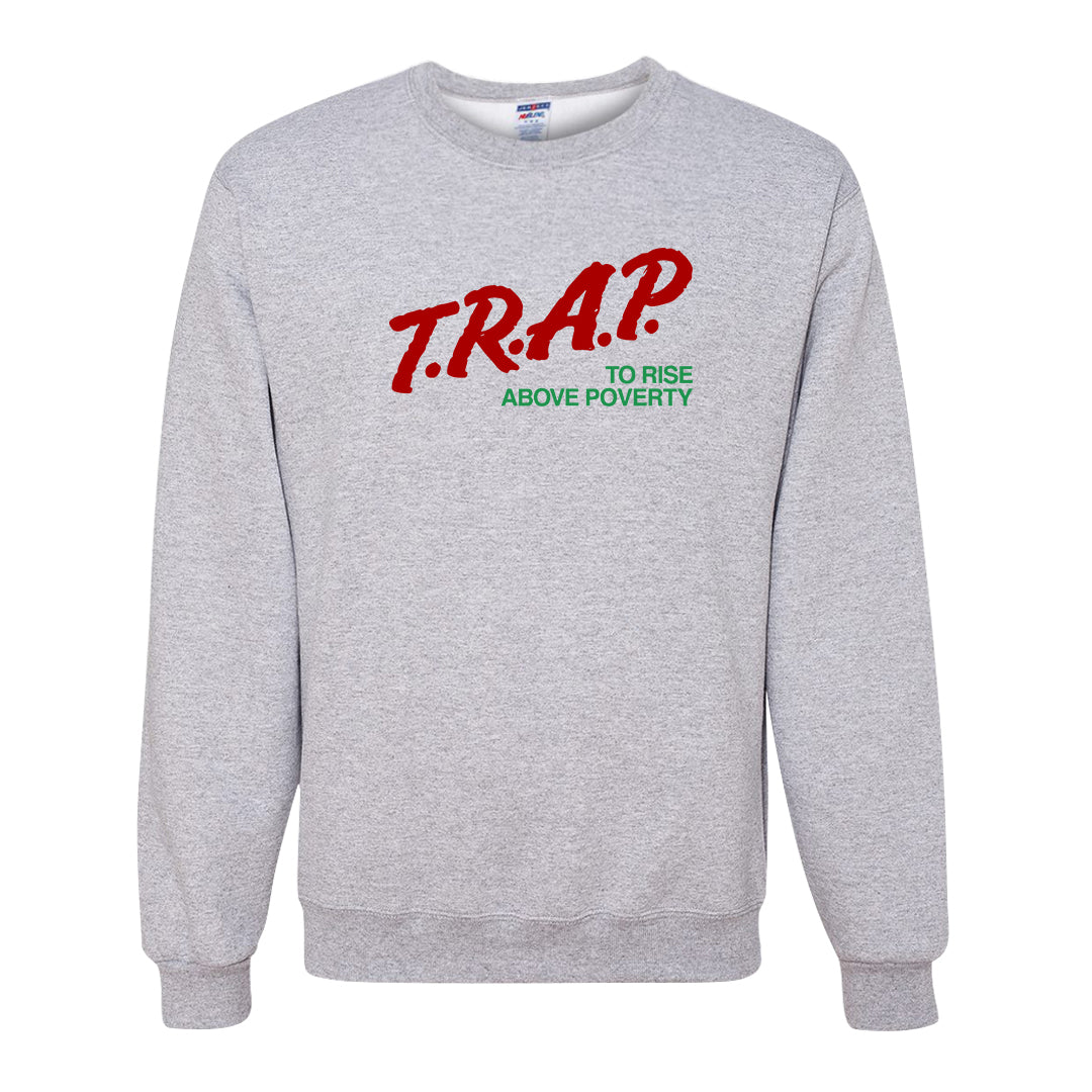 Red Green Plaid Low Dunks Crewneck Sweatshirt | Trap To Rise Above Poverty, Ash