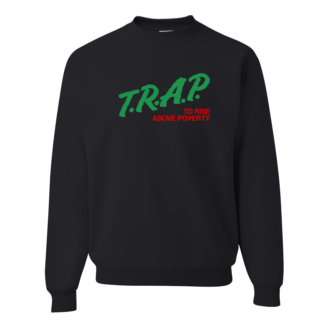 Red Green Plaid Low Dunks Crewneck Sweatshirt | Trap To Rise Above Poverty, Black