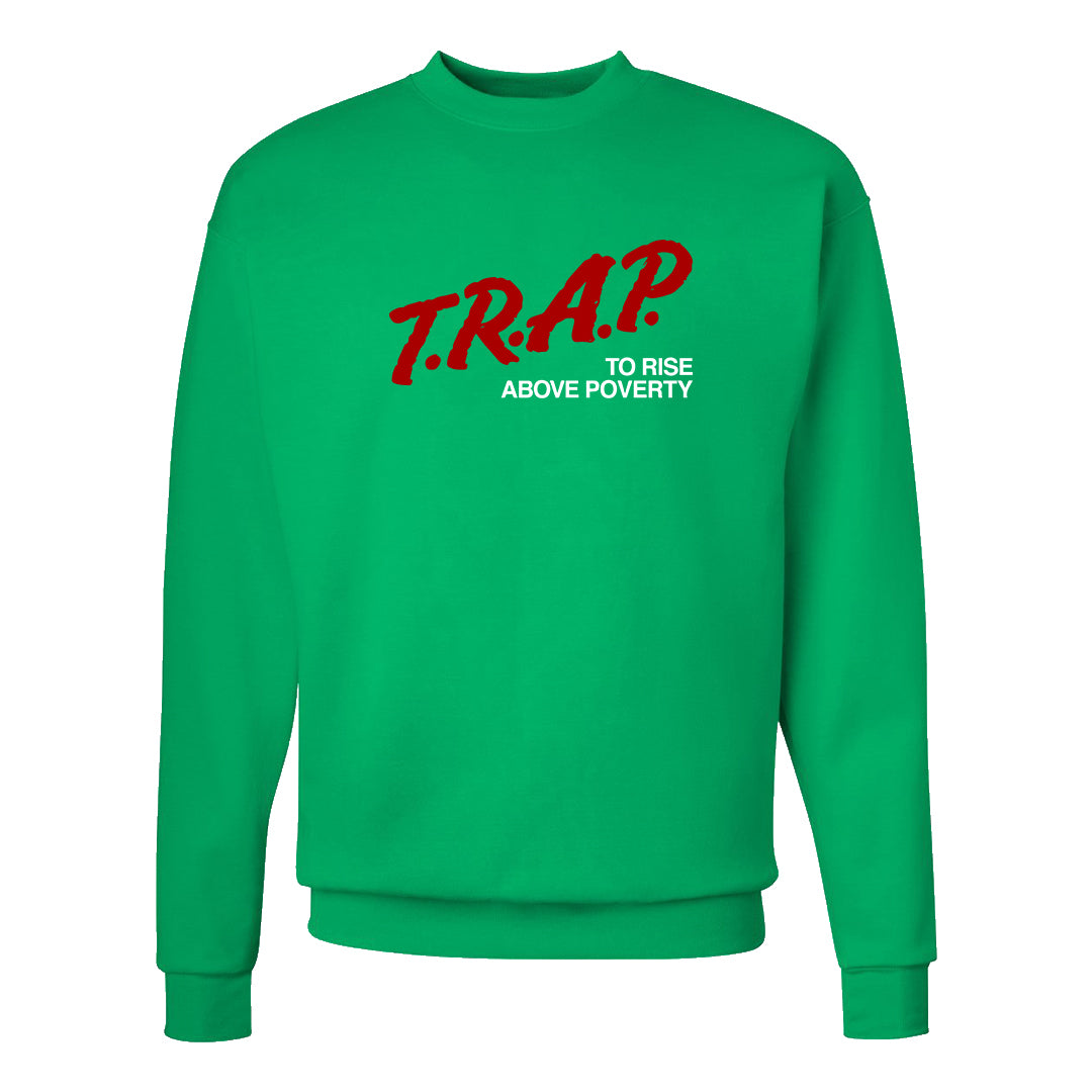 Red Green Plaid Low Dunks Crewneck Sweatshirt | Trap To Rise Above Poverty, Kelly Green