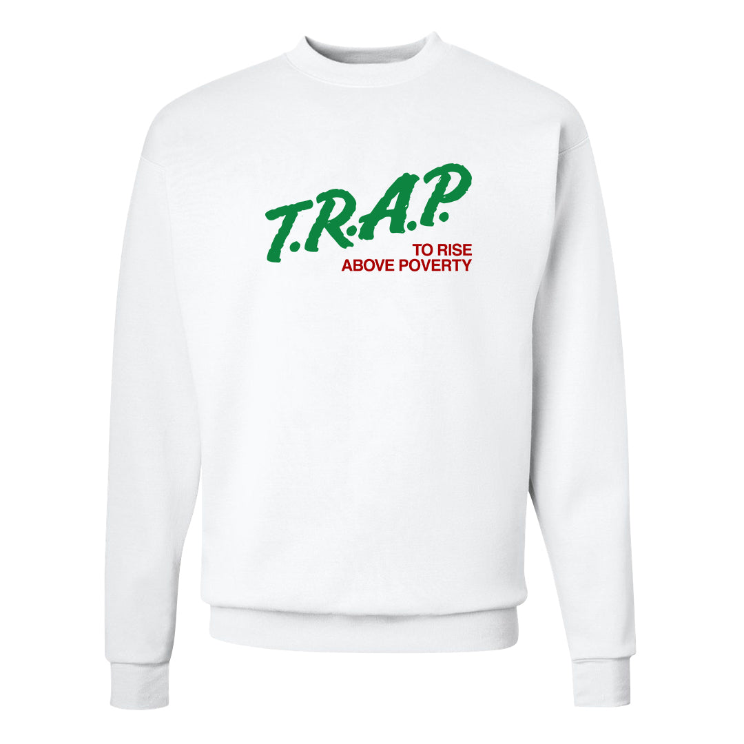 Red Green Plaid Low Dunks Crewneck Sweatshirt | Trap To Rise Above Poverty, White