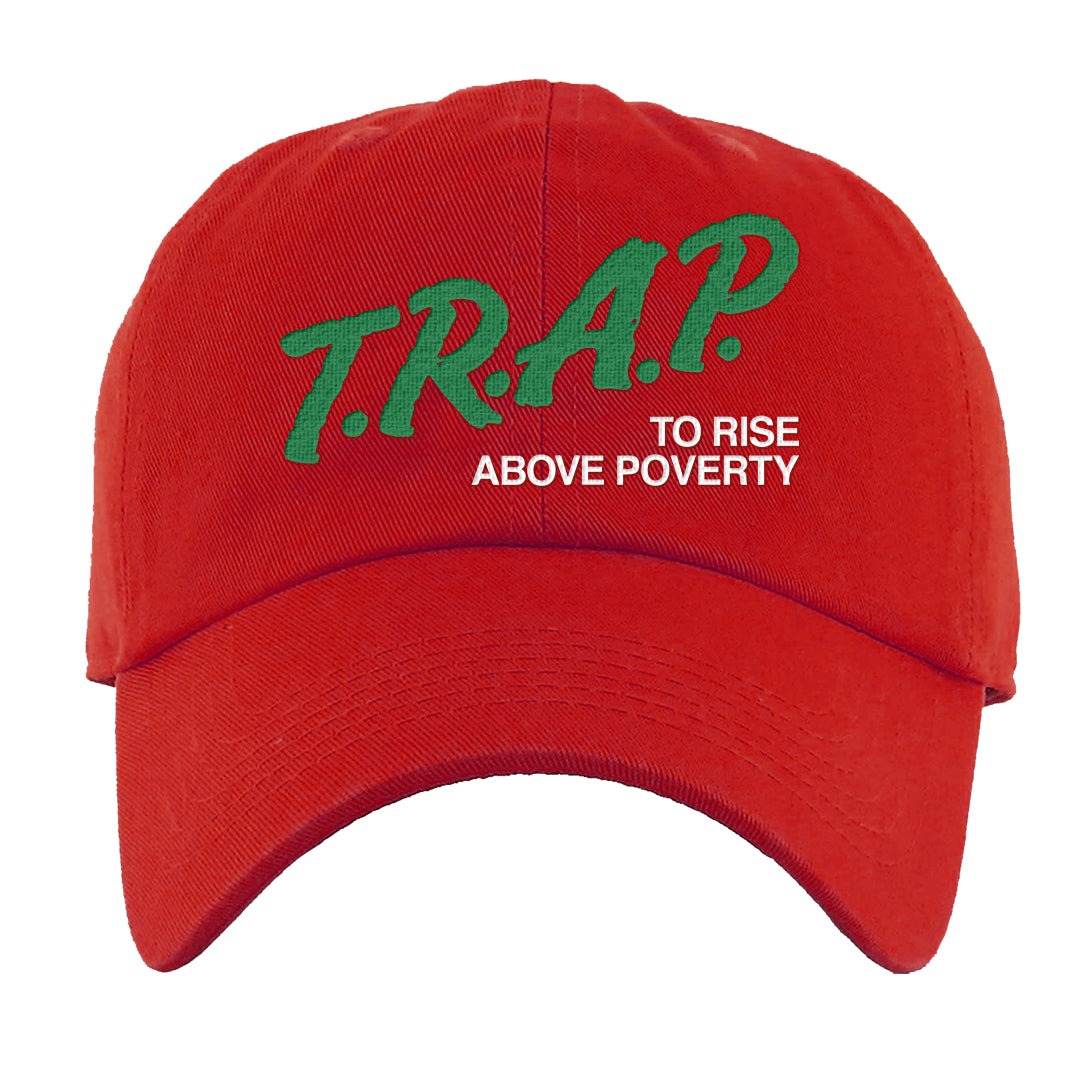 Red Green Plaid Low Dunks Dad Hat | Trap To Rise Above Poverty, Red
