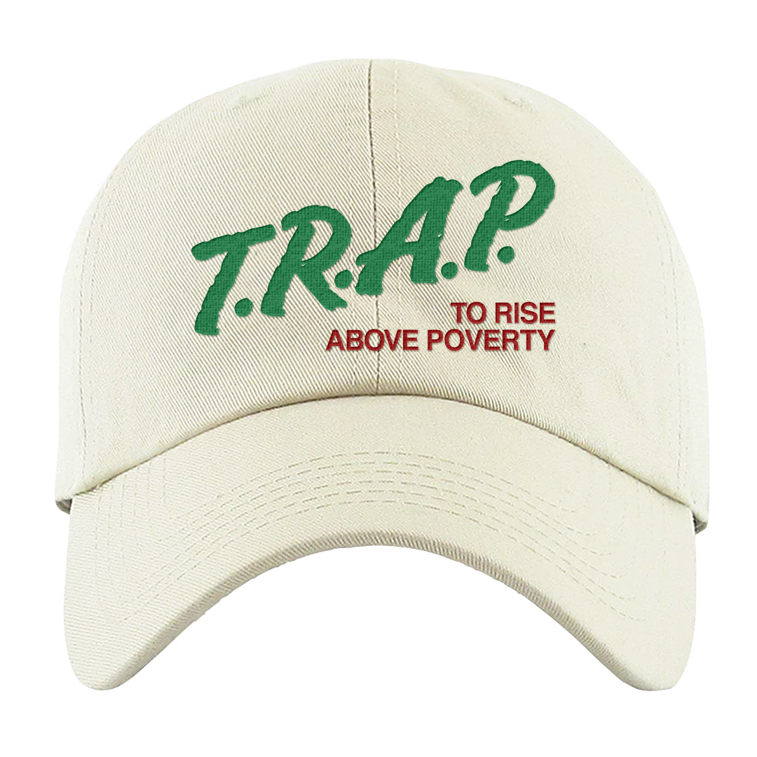 Red Green Plaid Low Dunks Dad Hat | Trap To Rise Above Poverty, White
