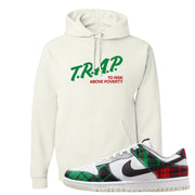 Red Green Plaid Low Dunks Hoodie | Trap To Rise Above Poverty, White