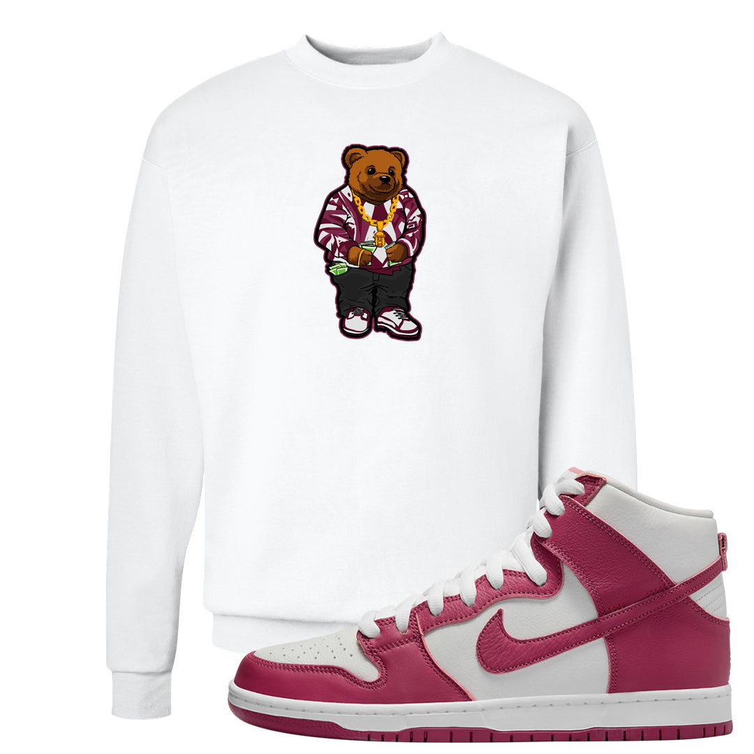 Sweet Beet High Dunks Crewneck Sweatshirt | Sweater Bear, White