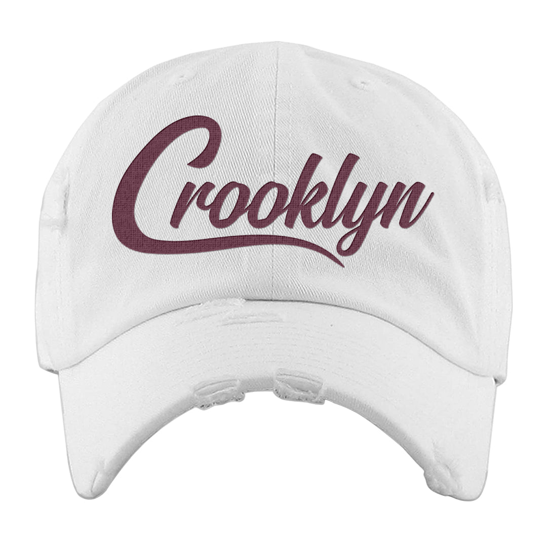 Sweet Beet High Dunks Distressed Dad Hat | Crooklyn, White