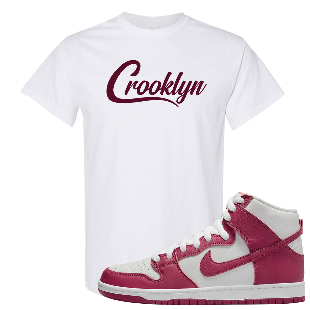 Sweet Beet High Dunks T Shirt | Crooklyn, White
