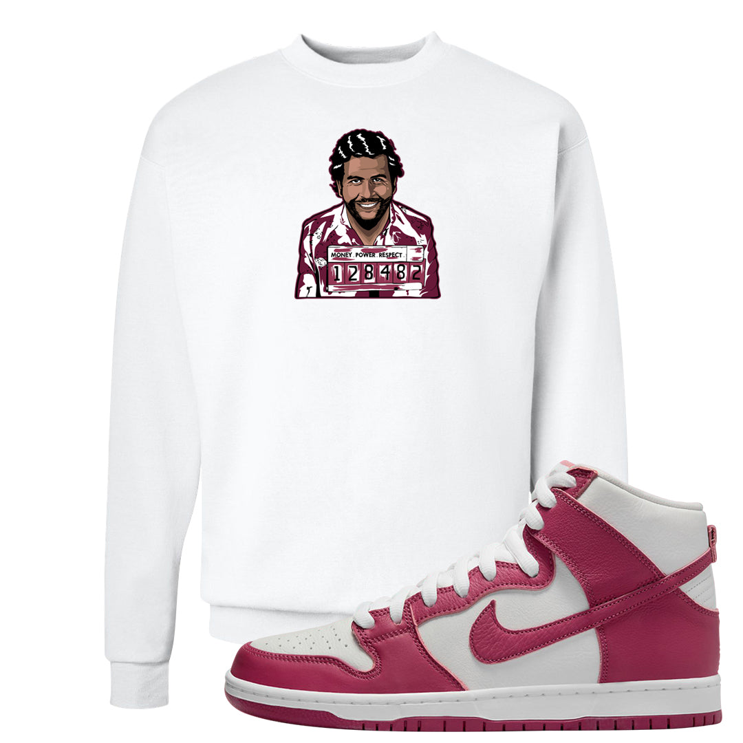 Sweet Beet High Dunks Crewneck Sweatshirt | Escobar Illustration, White