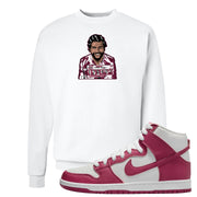 Sweet Beet High Dunks Crewneck Sweatshirt | Escobar Illustration, White