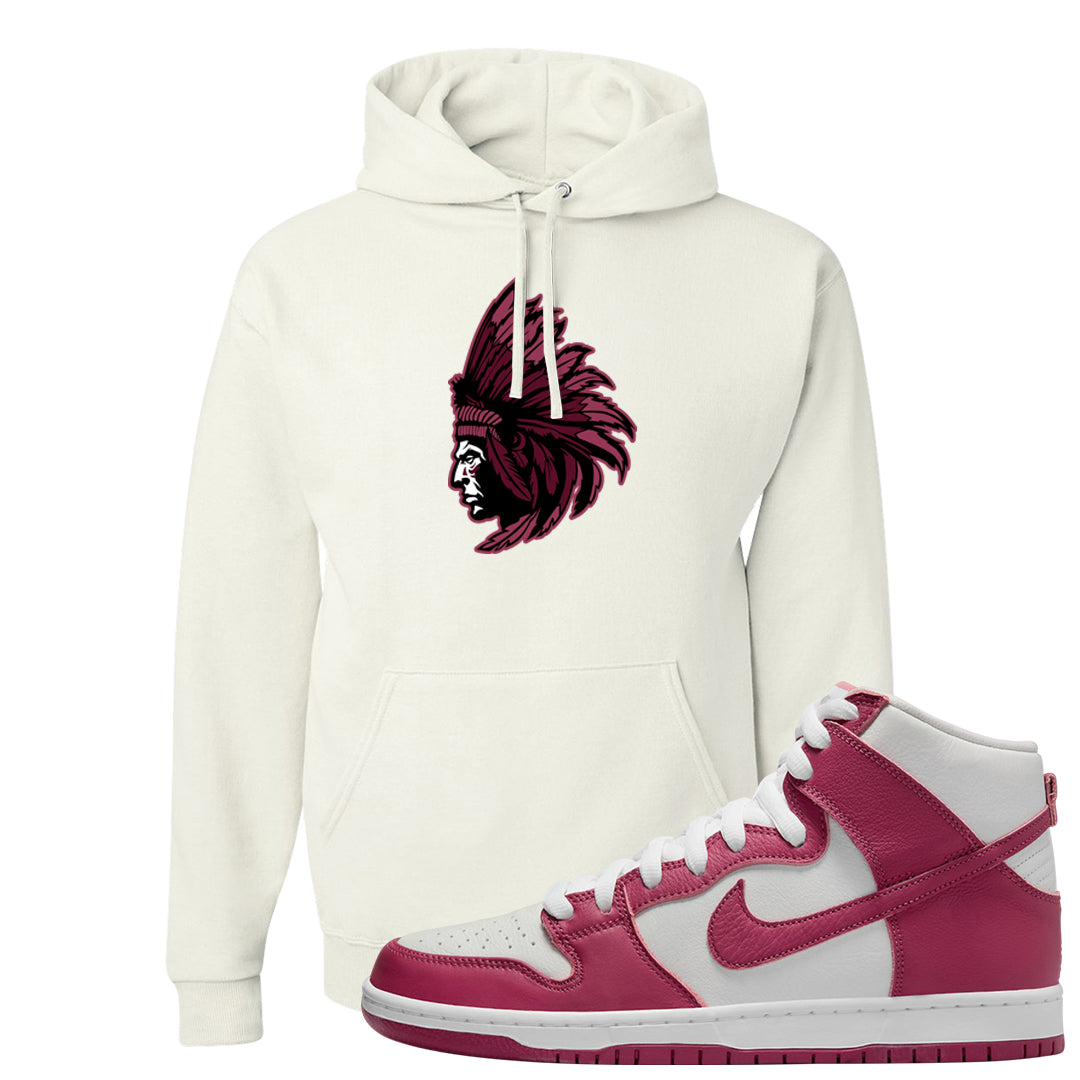 Sweet Beet High Dunks Hoodie | Indian Chief, White
