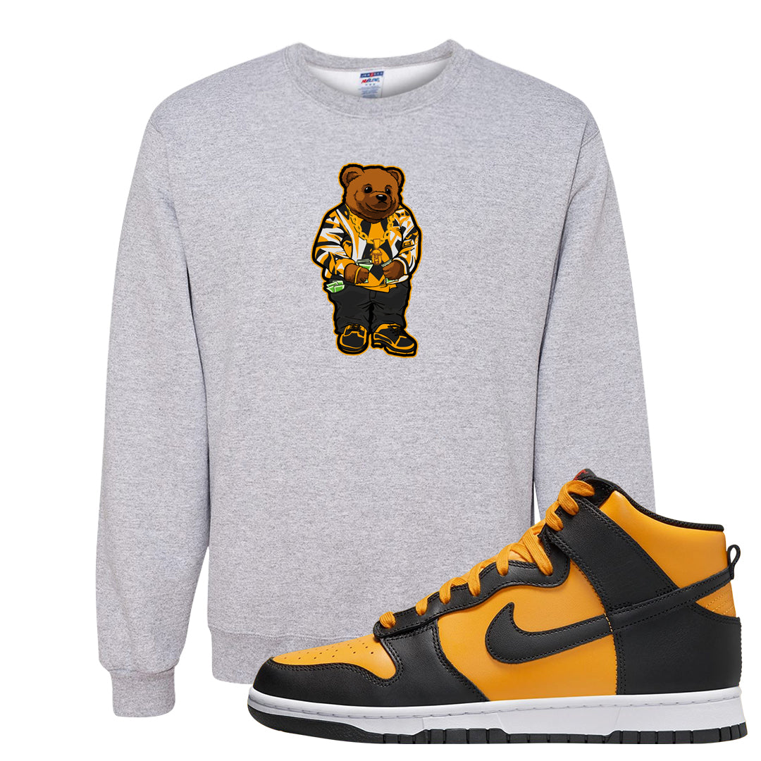 University Gold Black High Dunks Crewneck Sweatshirt | Sweater Bear, Ash