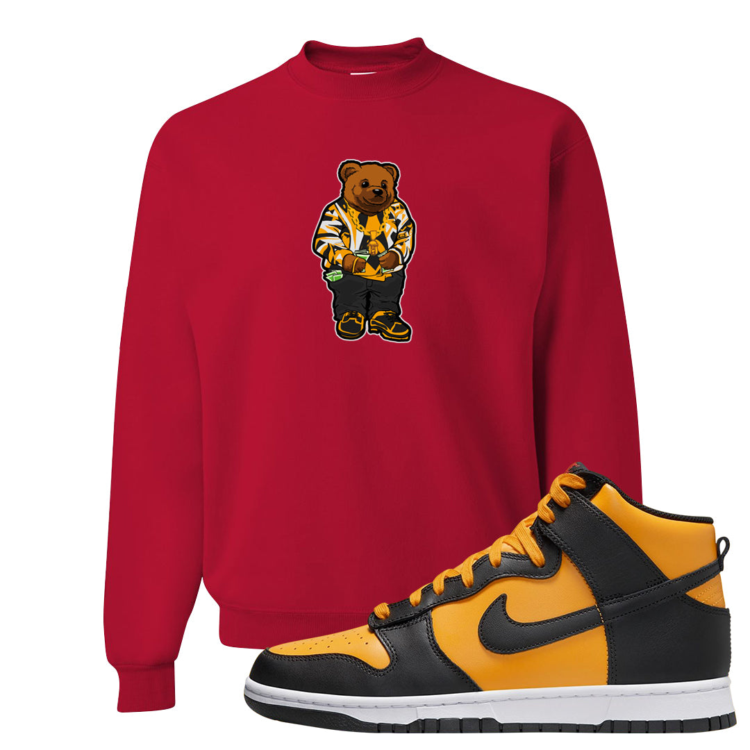 University Gold Black High Dunks Crewneck Sweatshirt | Sweater Bear, Red
