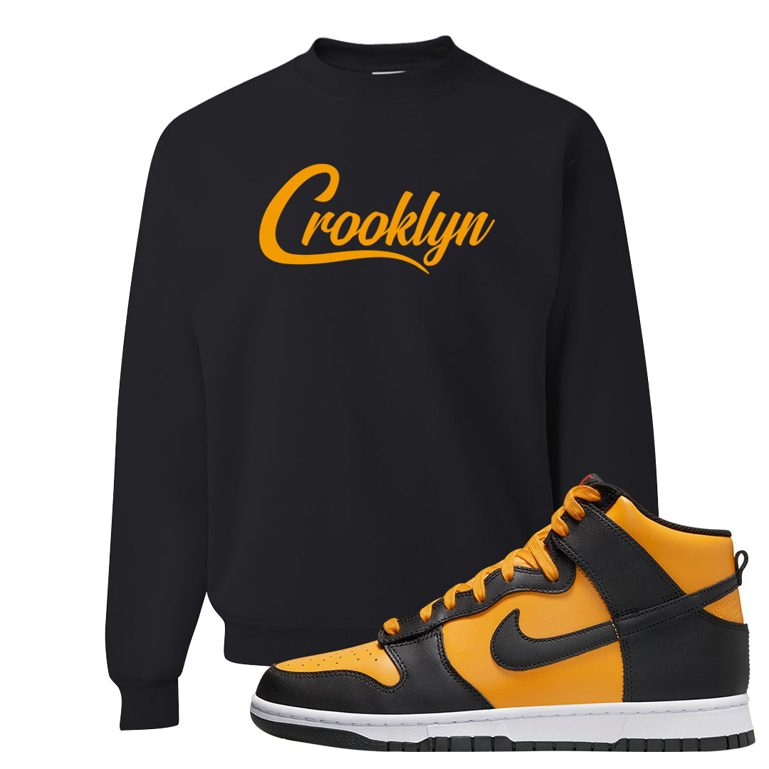 University Gold Black High Dunks Crewneck Sweatshirt | Crooklyn, Black