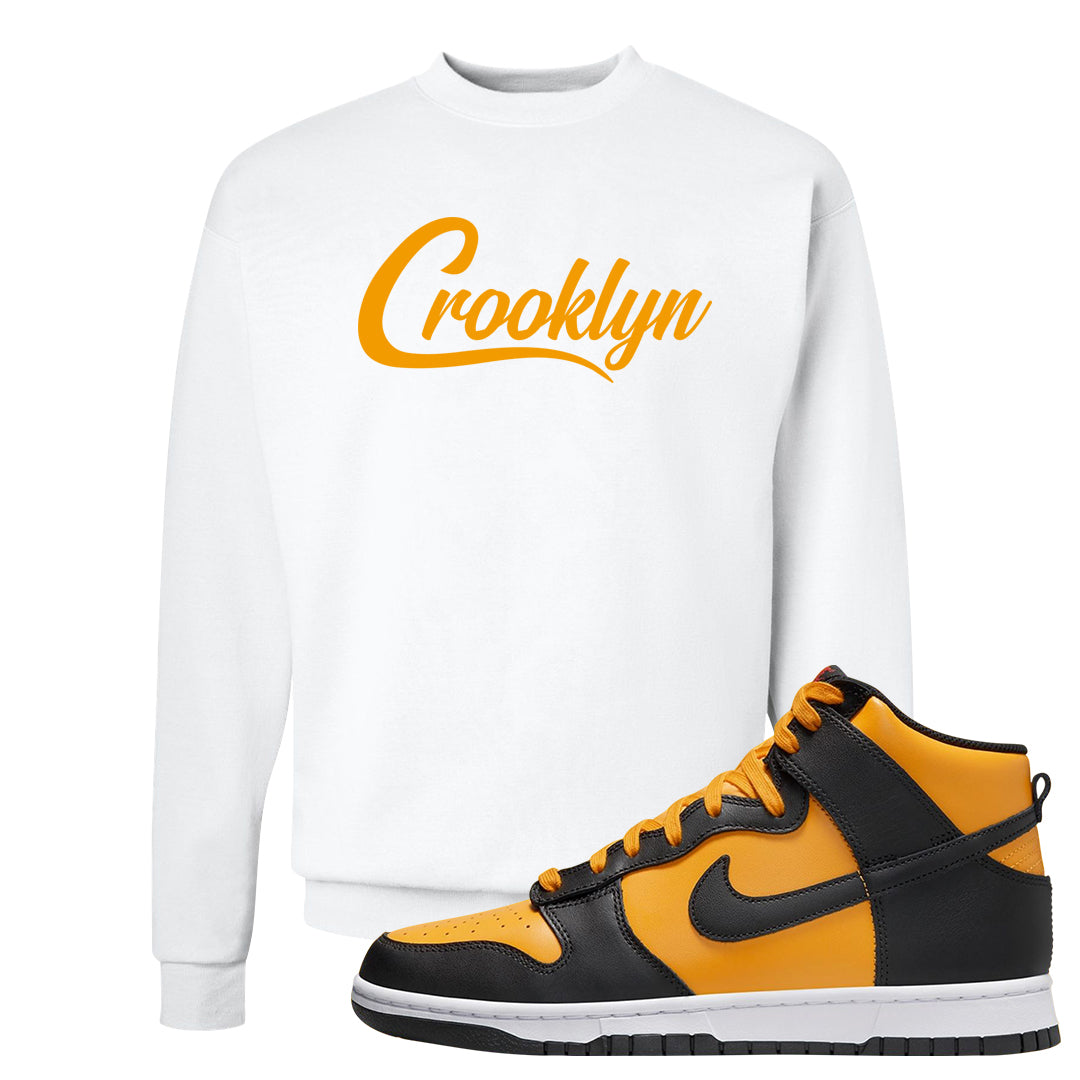 University Gold Black High Dunks Crewneck Sweatshirt | Crooklyn, White