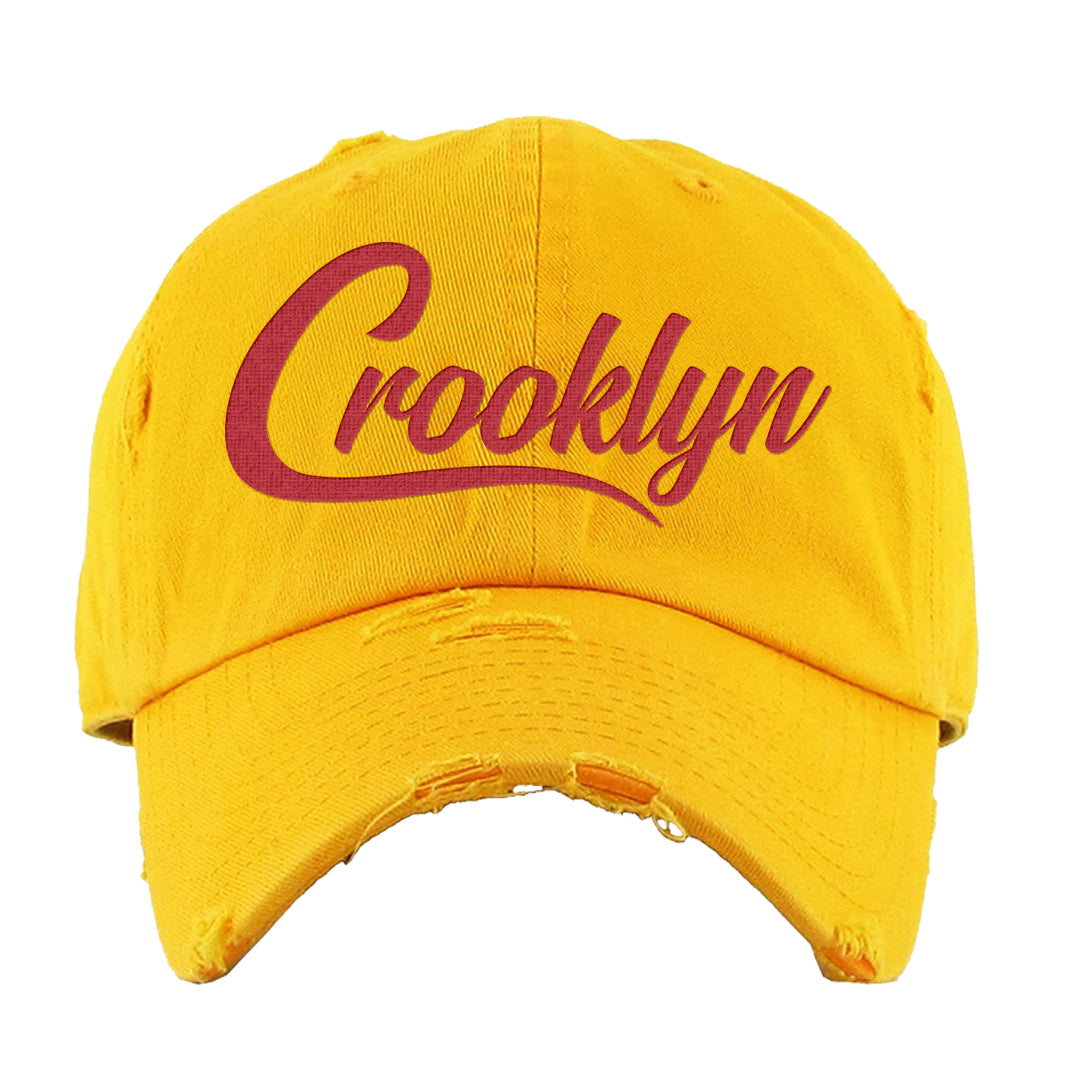 University Gold Black High Dunks Distressed Dad Hat | Crooklyn, Gold