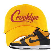 University Gold Black High Dunks Dad Hat | Crooklyn, Gold