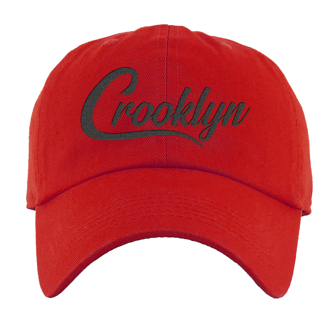 University Gold Black High Dunks Dad Hat | Crooklyn, Red