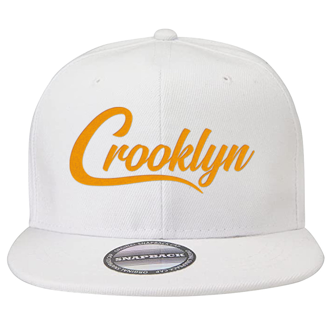 University Gold Black High Dunks Snapback Hat | Crooklyn, White