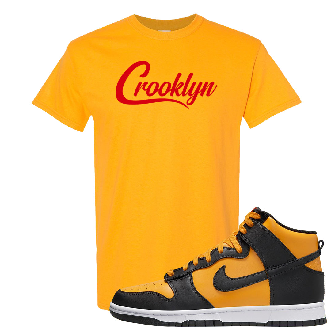 University Gold Black High Dunks T Shirt | Crooklyn, Gold